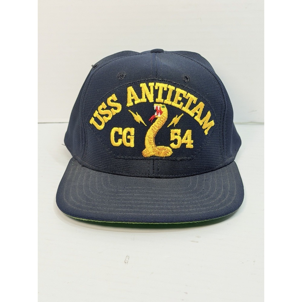 Vintage USS Antietam CG-54 Hat Cap Snap Back Navy Snake New Era Pro Dupont USA